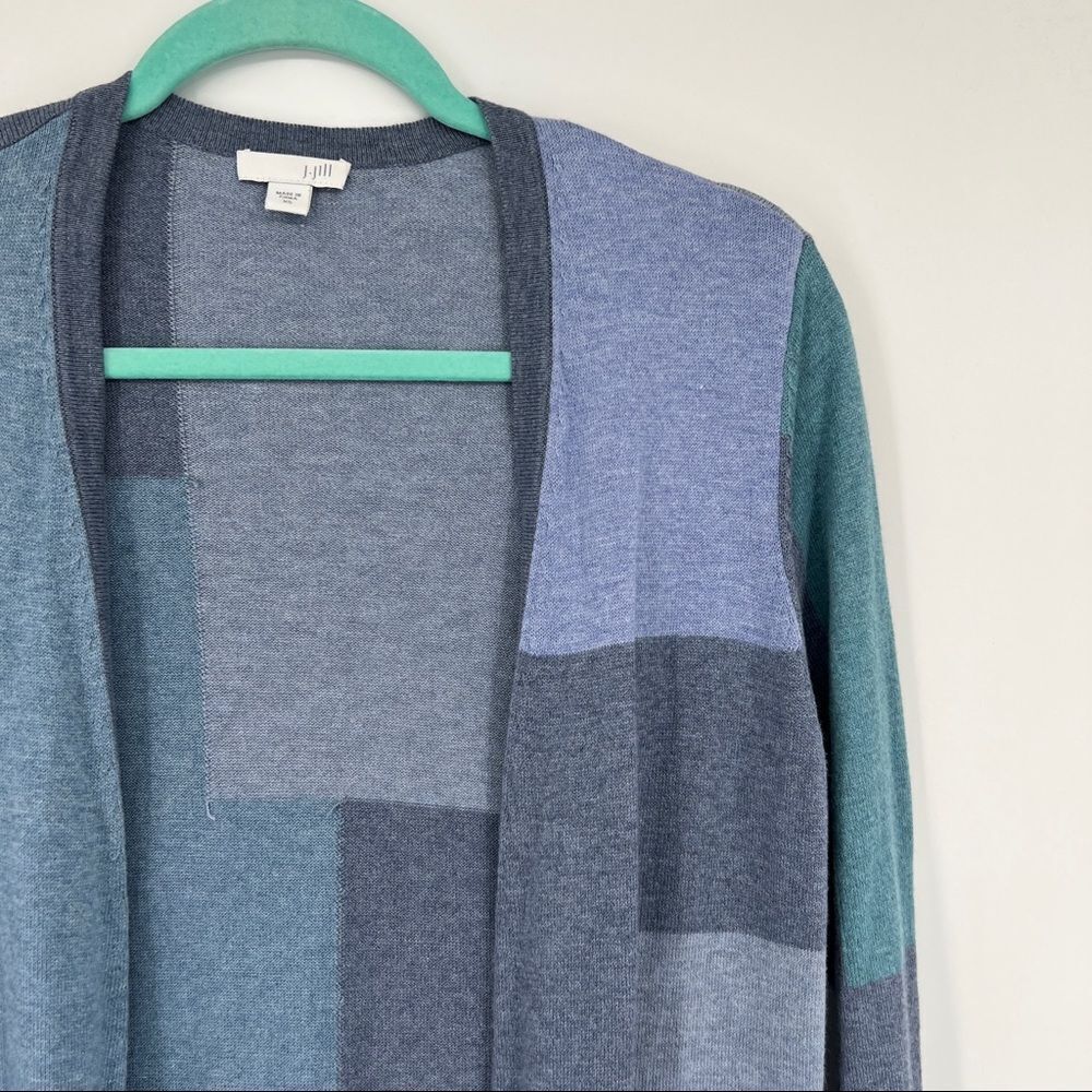 J. Jill Multi Patchwork Colorblock Blue Open Drap… - image 2